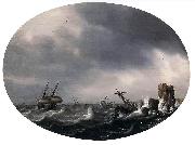 Simon de Vlieger Stormy Sea France oil painting artist